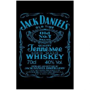 Toalha de Praia Microfibra Jack Daniels Preto-Azul Fluorescente 180 x 100 cm