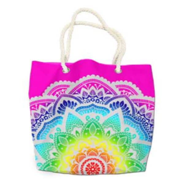 Microfiber Round Beach Towel Mandala Multicolored Star Beach Bag