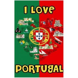 Portugal Flag Heart Microfiber Beach Towel 180 x 100 cm
