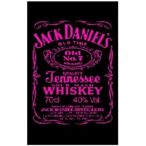 Toalha de Praia Microfibra Jack Daniels Preto-Rosa Fluorescente 180 x 100 cm