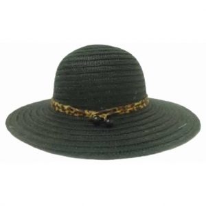 Women’s Capeline with Leopard Ribbon and Black Balls
