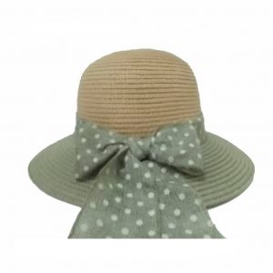 Gray Lady’s Hat with Ribbon Dots