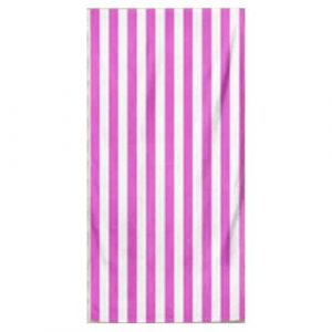 Microfiber Striped Beach Towel - Hot Pink and White