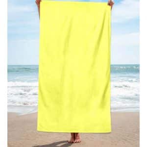 Yellow Plain Cotton Beach Towel