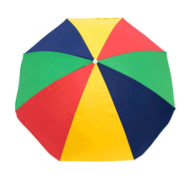 Multicolored Strong Polyester Parasol Polyester with UV Protection 1.76 m (5′ 10”)