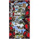 Toalha de Praia Microfibra Mapa Portugal Galo Barcelos 180 x 100 cm
