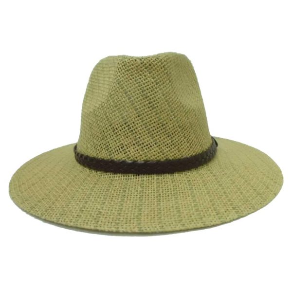 Beige Men's Hat Right-Brimmed with Braided Ribbon