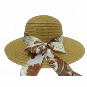 Brown Women’s Capline with Ribbon and Flower Bow