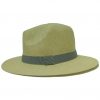 Beige Men’s Hat with Vertical Striped Ribbon