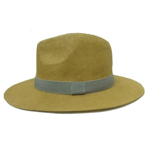 Brown Men’s Hat with Vertical Striped Ribbon