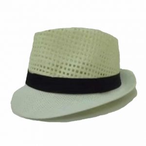 Sombrero Pequeño de Hombre con Ala Curvada y Corona Abierta Blanco