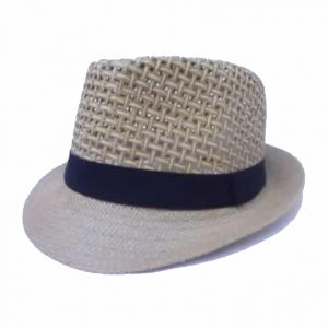 Sombrero Pequeño de Hombre con Ala Curvada y Corona Abierta Beige