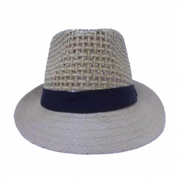 Sombrero Pequeño de Hombre con Ala Curvada y Corona Abierta Beige