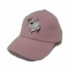 Pink Girl’s Cap with Sparkling Unicorn