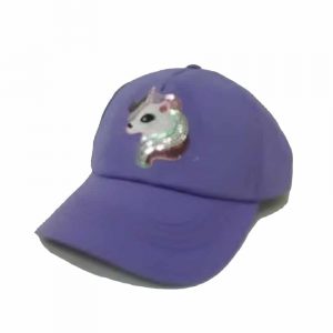 Lilac Girl’s Cap with Sparkling Unicorn