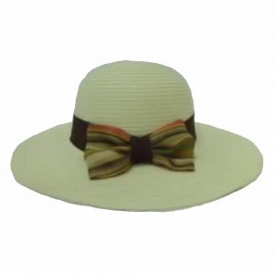 Lady’s Capline with Flat Ribbon and Striped Bow