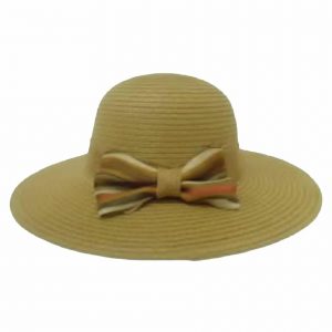 Brown Lady’s Capline with Flat Ribbon and Striped Bow