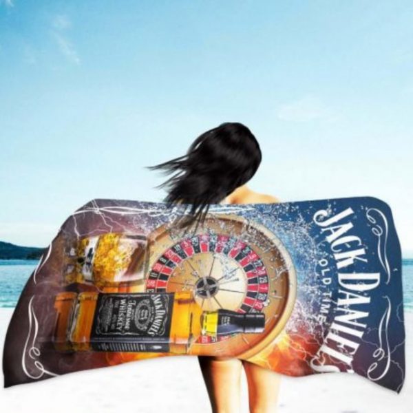 Toalha de Praia Microfibra Jack Daniels Casino 180 x 100 cm