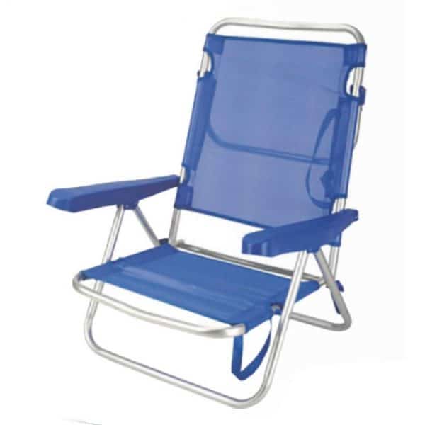 Cadeira de Praia de Alumínio Reclinável até Deitar Aremar Azul Escura