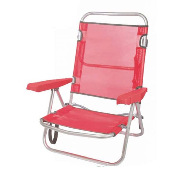 Cadeira de Praia de Alumínio Reclinável até Deitar Aremar Vermelha