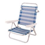 Cadeira de Praia de Alumínio Evy Reclinável até Deitar - Riscas Azul e Branco