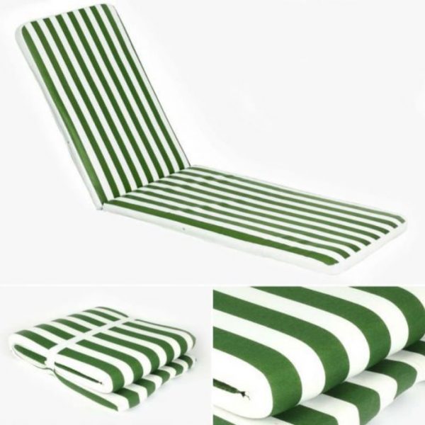 Green Striped Lounger Mattress. 180 x 50 cm.
