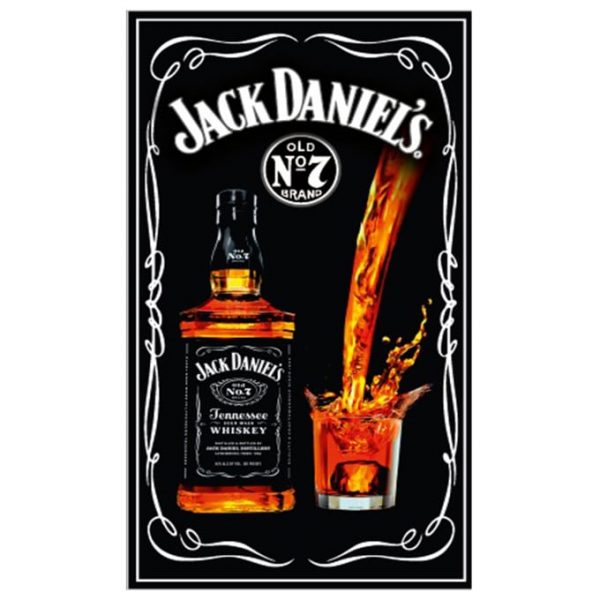Toalla de Playa Microfibra Jack Daniels Botella y Vaso