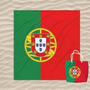 Tolha de Praia Dupla Bandeira de Portugal com Saco