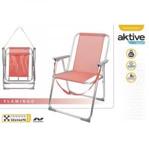 Aktive Pink Aluminum Traditional Beach Chair with Strap