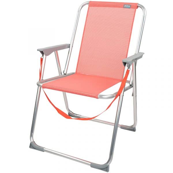 Cadeira de Praia Tradicional de Alumínio Rosa com Alça Aktive