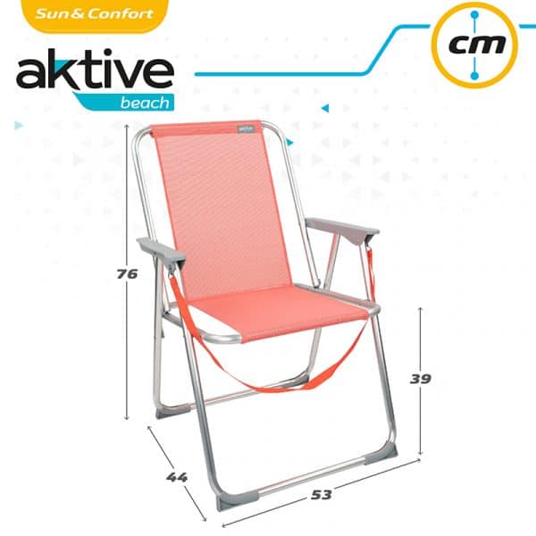 Cadeira de Praia Tradicional de Alumínio Rosa com Alça Aktive