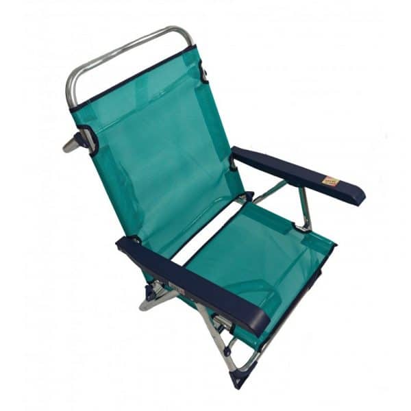 Cadeira de Praia de Alumínio Reclinável até Deitar com Alças Alco Ciano