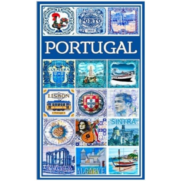 Toalha de Praia Microfibra Azulejos Temas Alusivos a Portugal