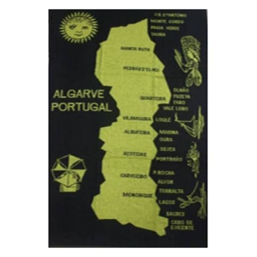 Algarve Map Cotton Beach Towel Light Green