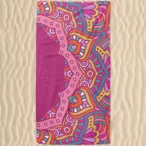Pink Half Mandala Microfiber Beach Towel