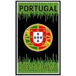 Toalha de Praia Microfibra Escudo Portugal Preta e Verde