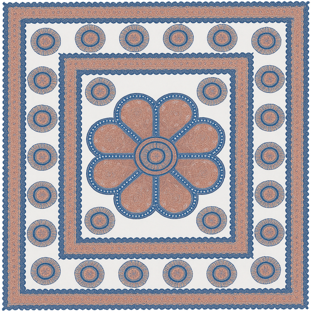 Toalha Grande Indiana Mandala Flor Quadrado 240 x 210cm Azul