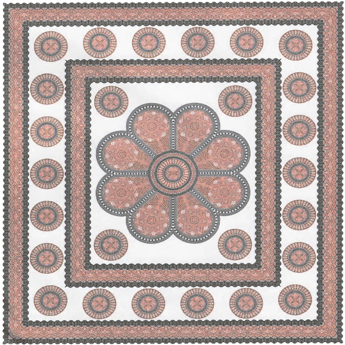 Toalha Grande Indiana Mandala Flor Quadrado 240 x 210cm Preta