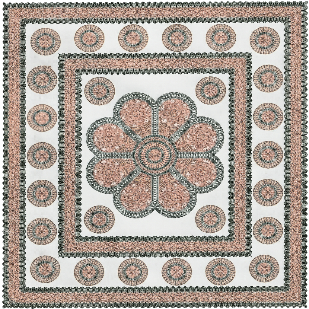 Toalha Grande Indiana Mandala Flor Quadrado 240 x 210cm Verde