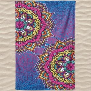 Two Multicolored Mandalas Microfiber Beach Towel