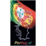 Toalha de Praia Microfibra Bandeira Mapa Portugal Preta