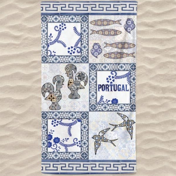 Toalha de Praia Microfibra Azulejos Típicos Portugueses