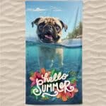 Toalha de Praia Microfibra Bulldog Francês Hello Summer