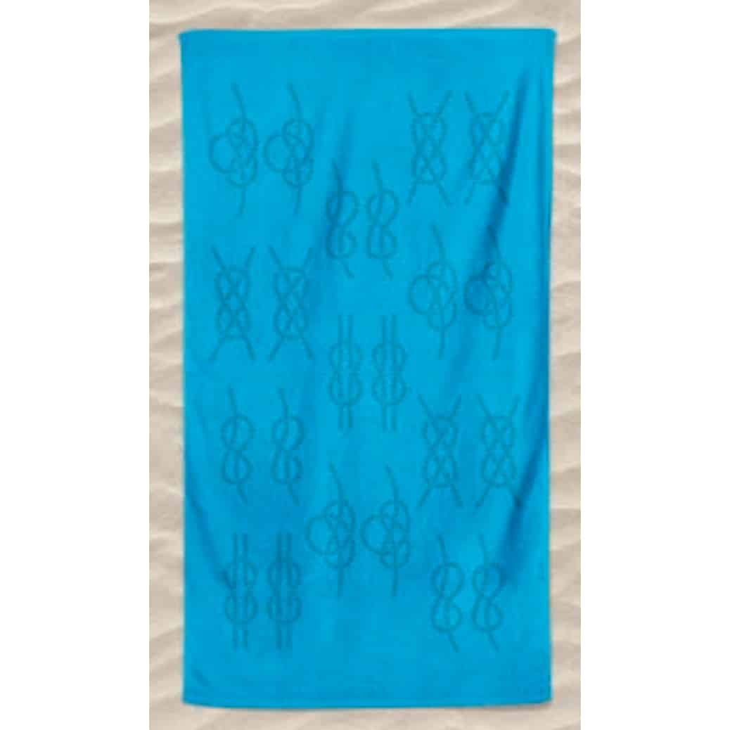 Light Blue Embossed Maritime Knots Microfiber Beach Towel