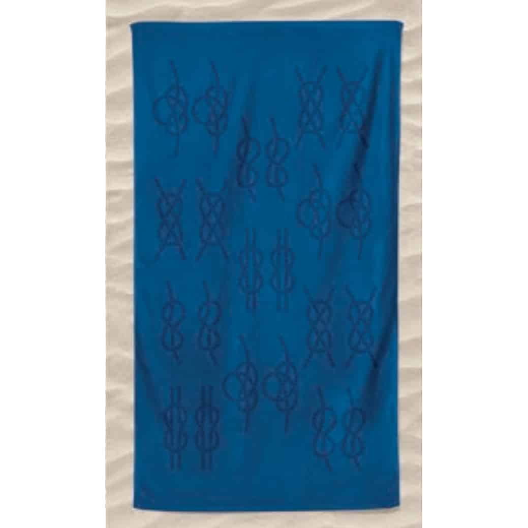 Dark Blue Embossed Maritime Knots Microfiber Beach Towel