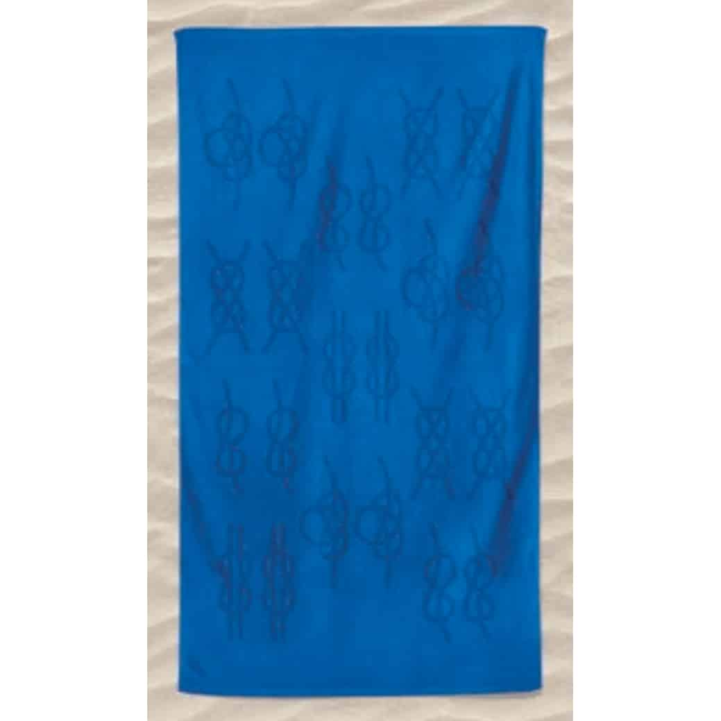 Royal Blue Embossed Maritime Knots Microfiber Beach Towel