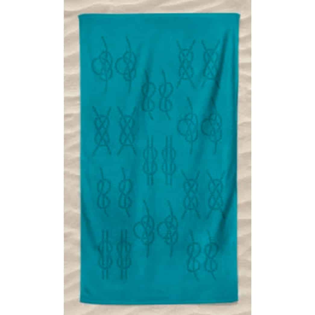 Turquoise Embossed Maritime Knots Microfiber Beach Towel