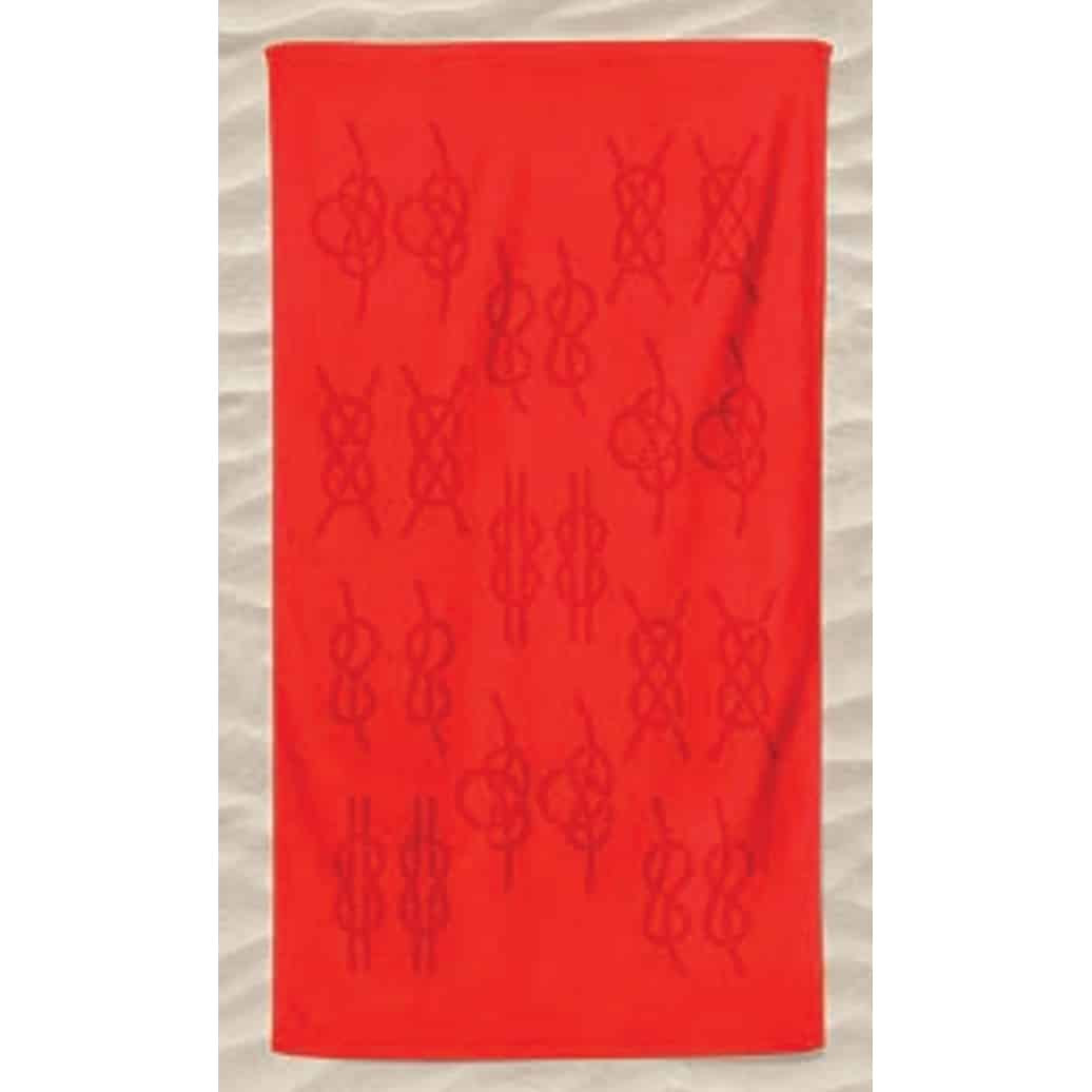Red Embossed Maritime Knots Microfiber Beach Towel