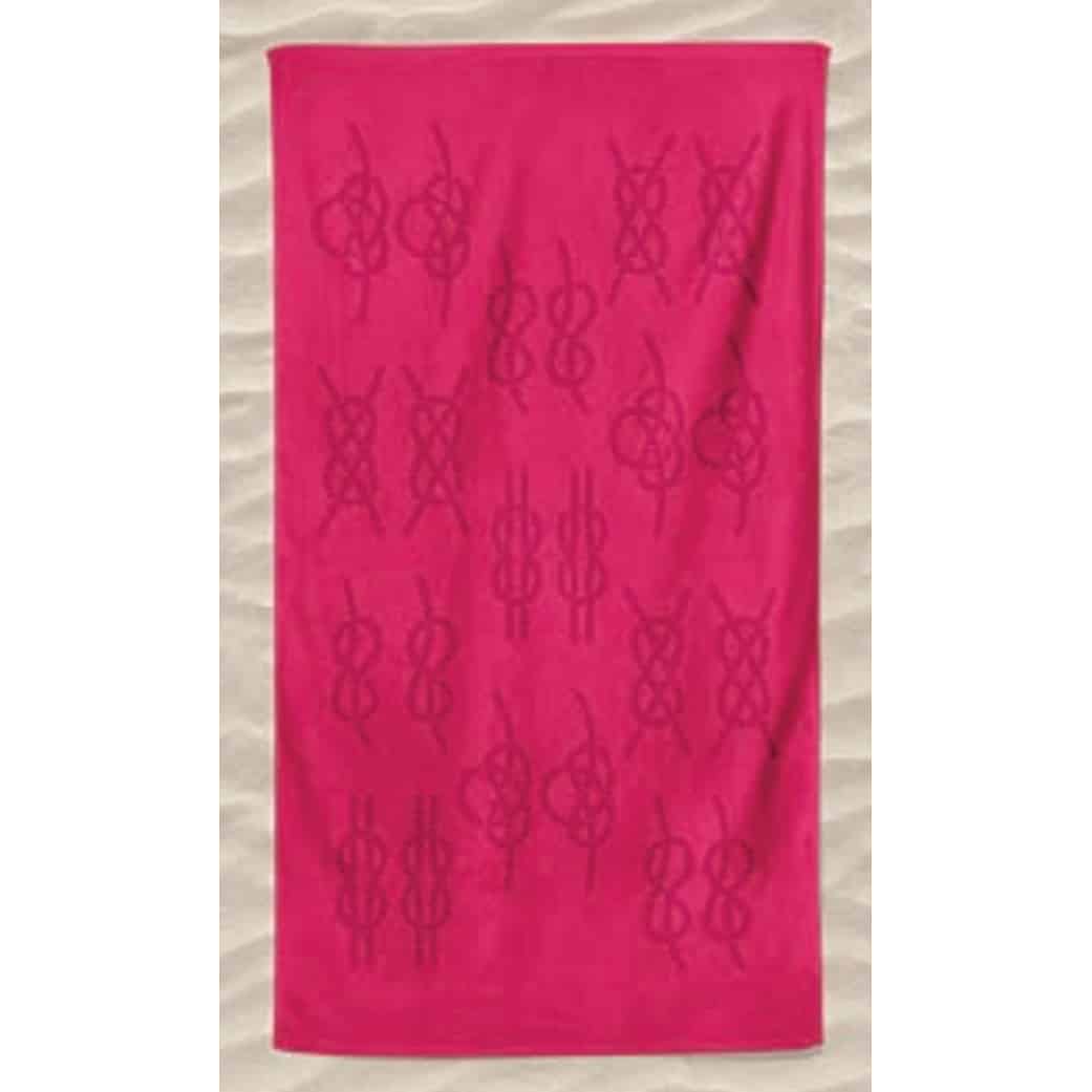 Pink Embossed Maritime Knots Microfiber Beach Towel