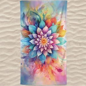 Colorful Lotus Flower Microfiber Beach Towel